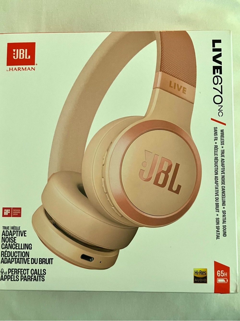 New JBL Live 670NC Wireless Headphones - Rose Gold